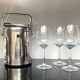 Vintage stainless steel ice bucket with lid and tongs - Made in Japan