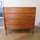 Cabinetmaker's chest of drawers - 4 drawers - golden oak - with oblique profile - compass feet - 1950