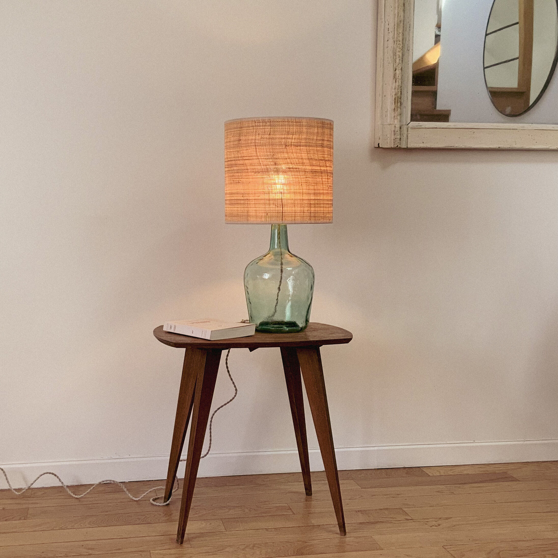 Lampe dame jeanne et rabane