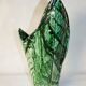 Green majolica vase ceramic assemblage of large leaves