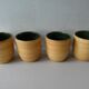 4 mugs Salins France, grès et émail vert