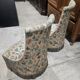 Pair of crapaud armchairs / Napoleon III – floral fabric – fringed skirt
