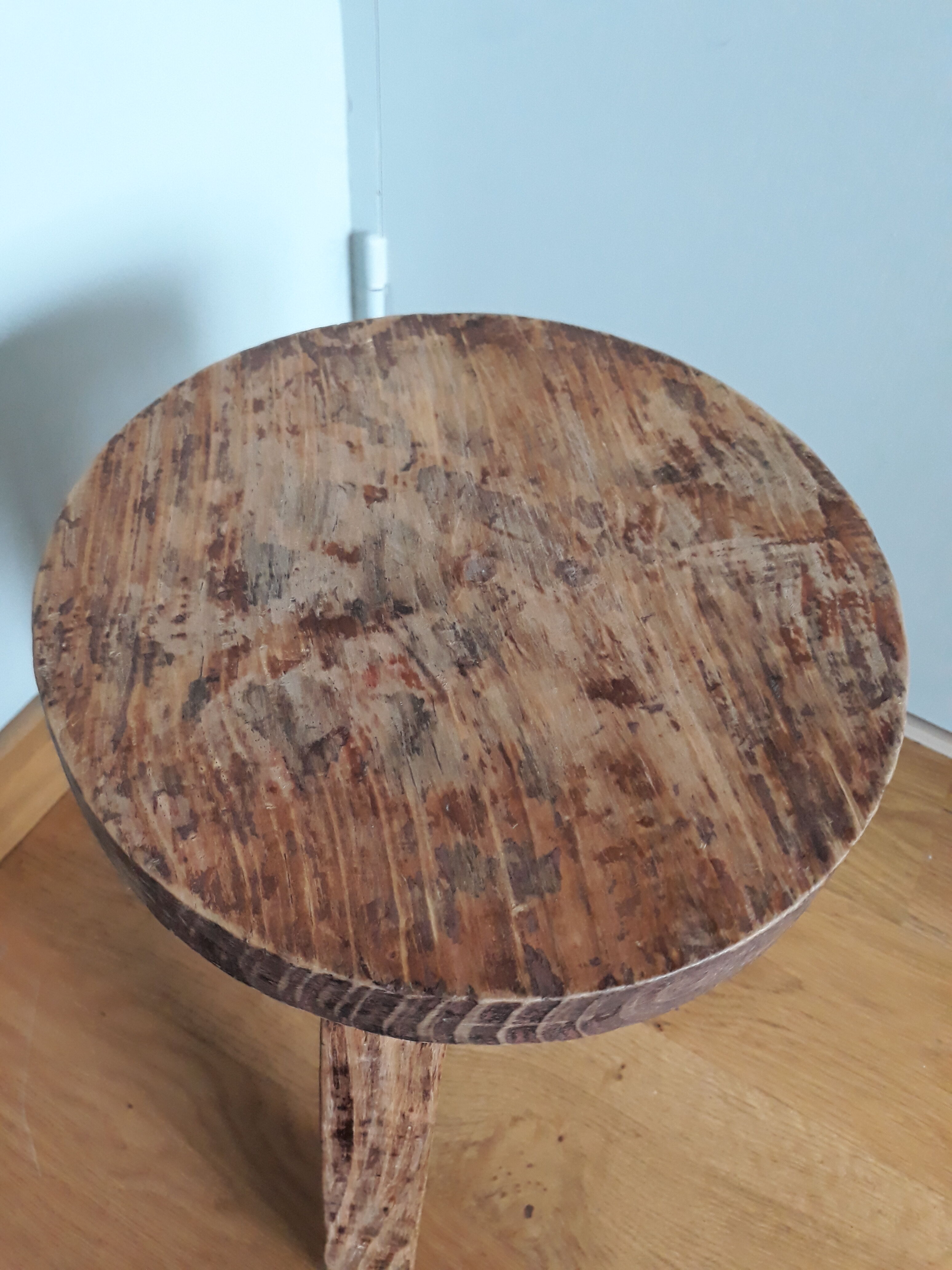 Brutalist tripod stool wabi sabi