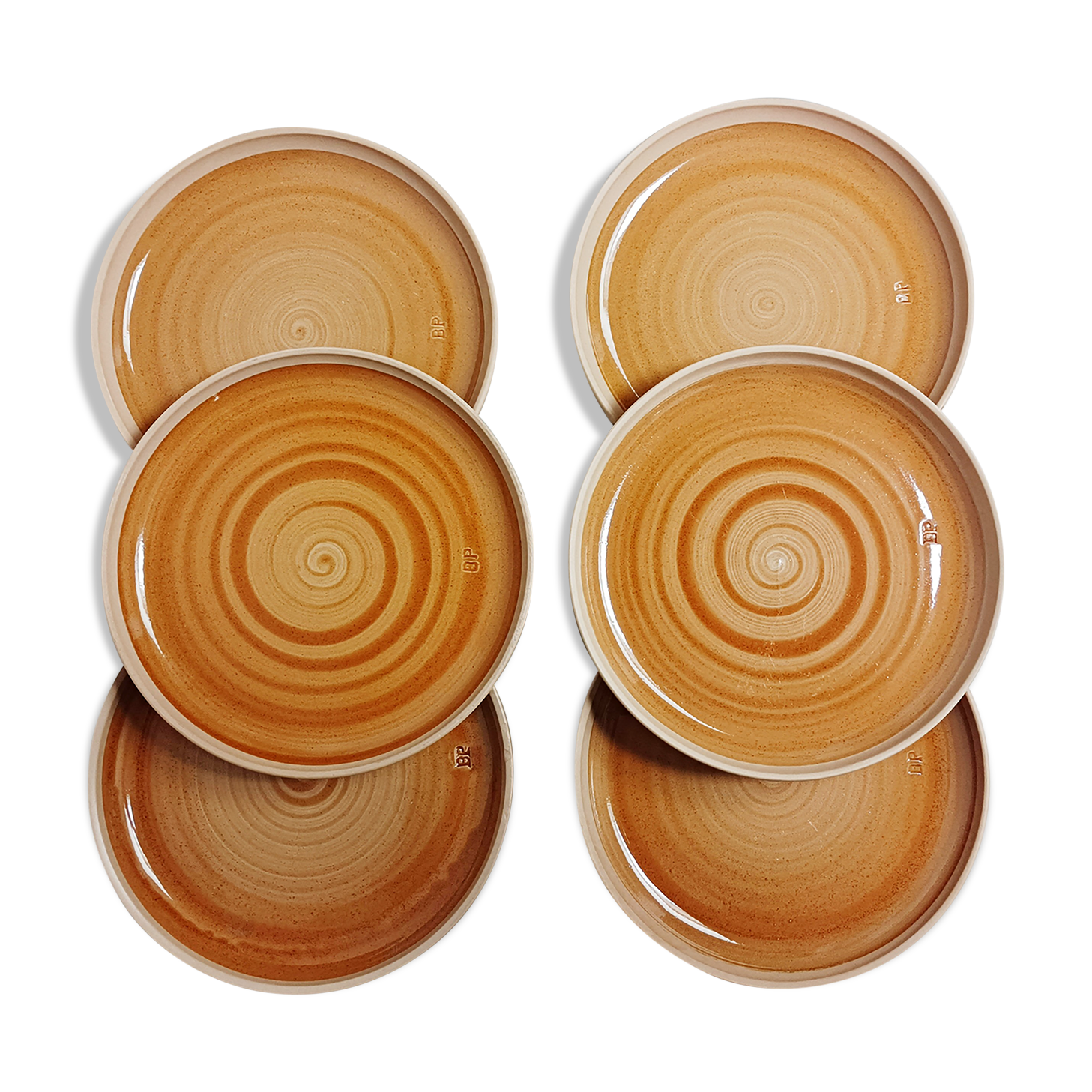 Set of 6 plates in Burgundy sandstone, Sarreguemines