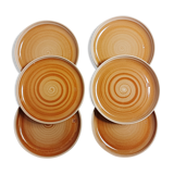 Set of 6 plates in Burgundy sandstone, Sarreguemines