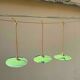 Trio of vintage pendant lampshades in enamelled sheet metal with gold threads