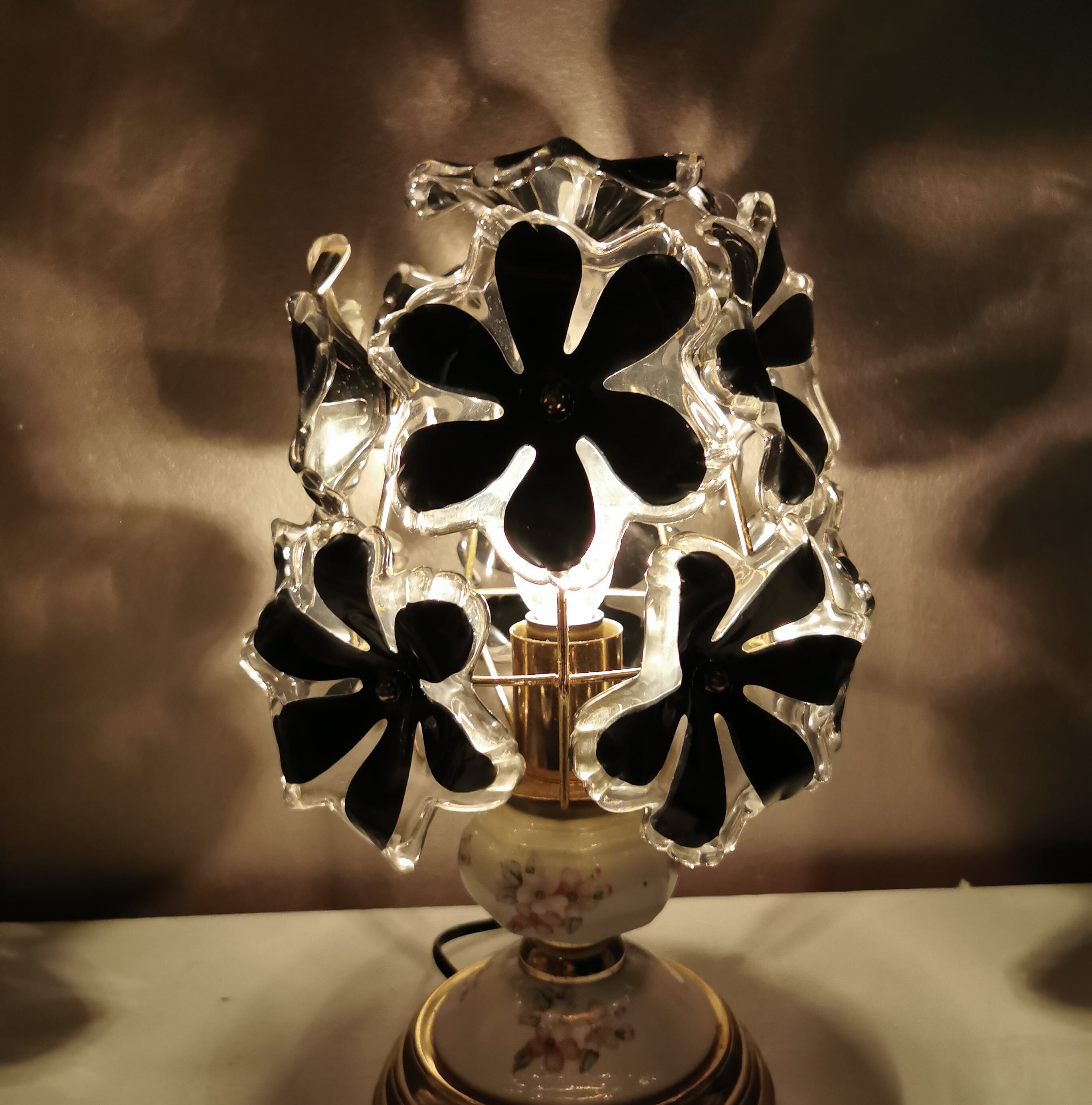 Table lamp with glass flowers, 80