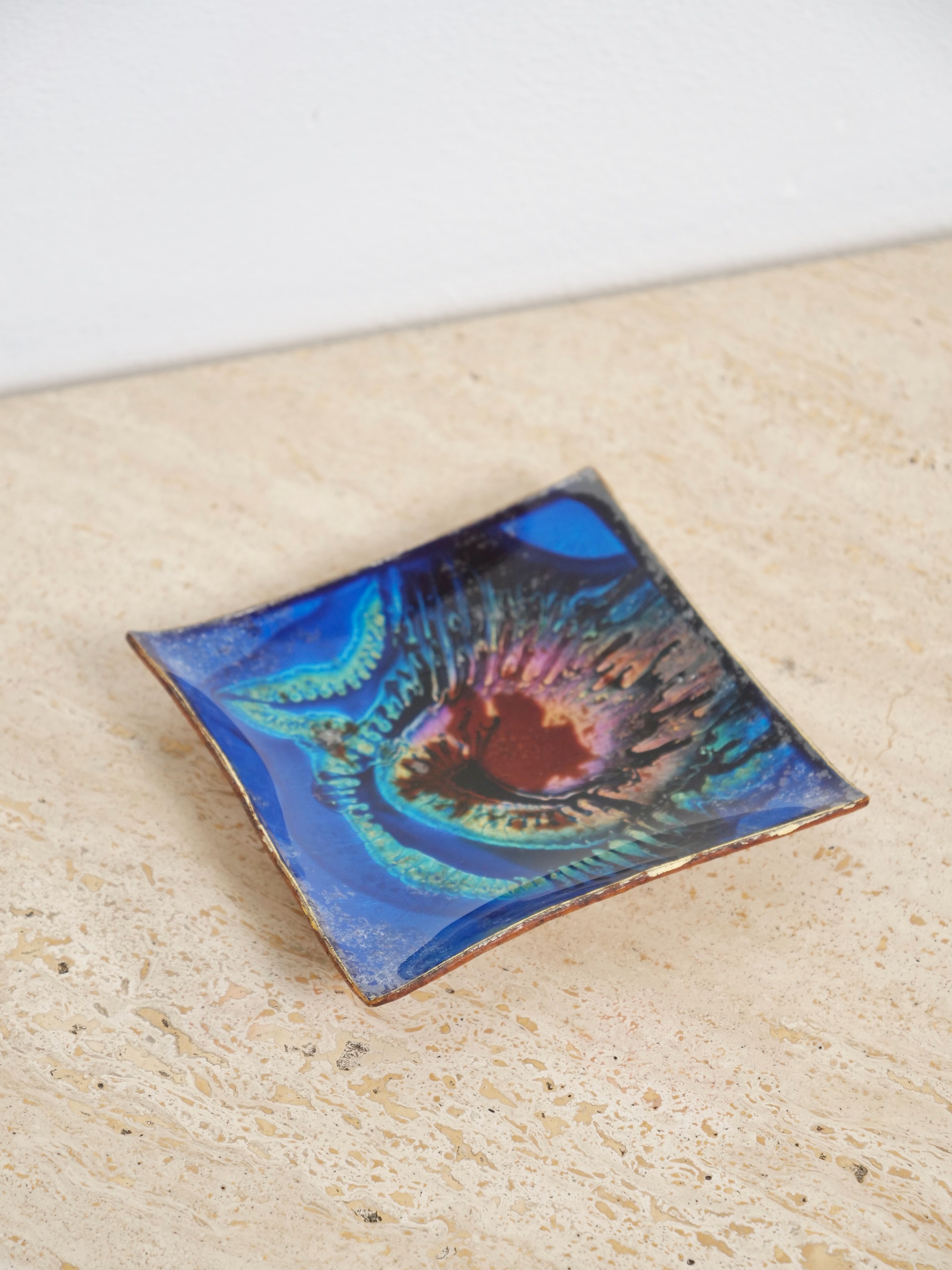 Psychedelic enamelled leather catchall tray