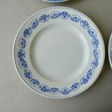 6 assiettes plates, décor bleu, 23 cm