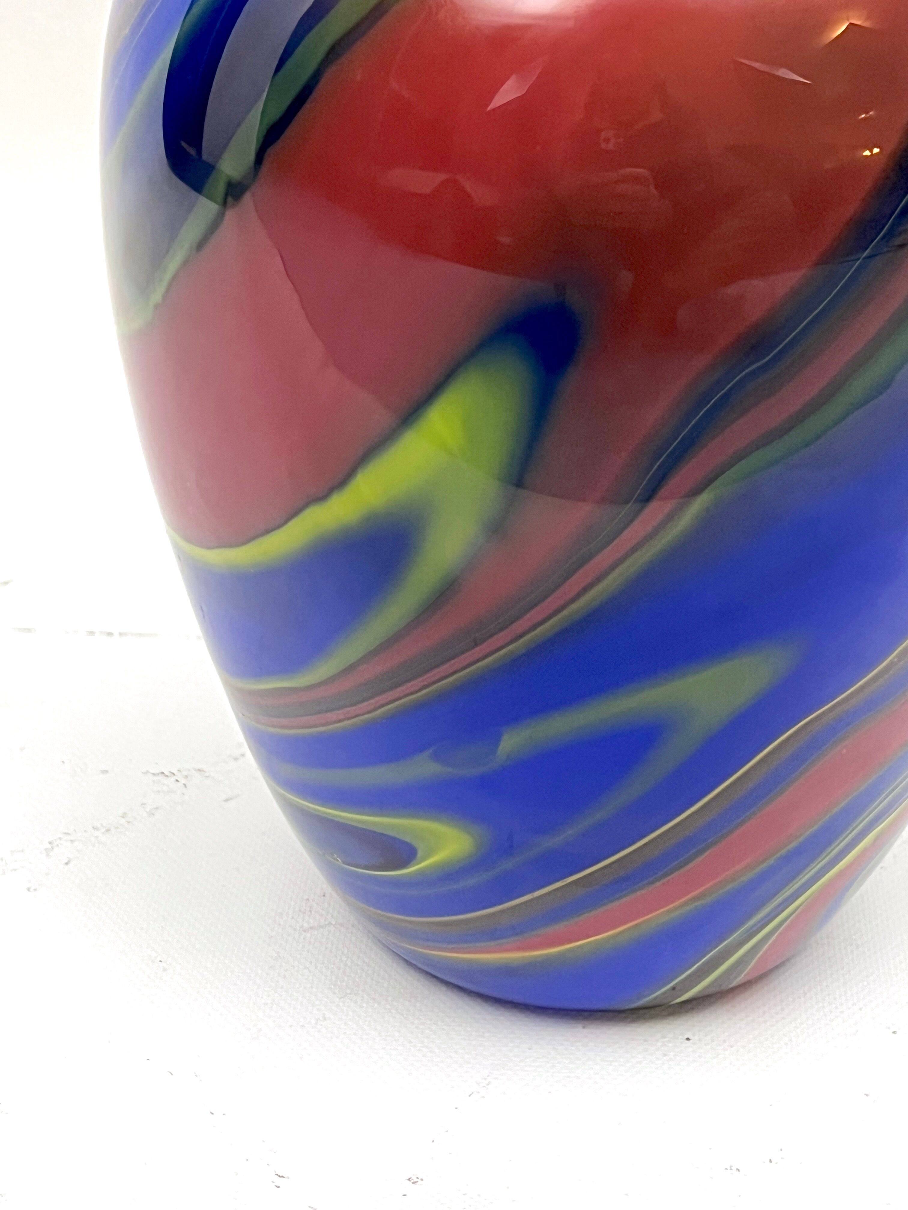 Postmodern multicolored Murano glass vase by Ottavio Missoni. Italy 1980s