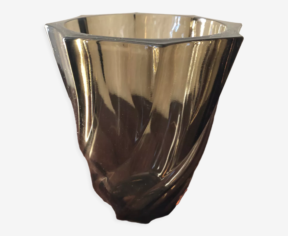 Vase verre fumé spirales