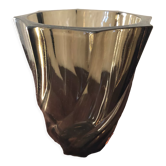Spiral smoked glass vase