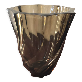 Vase verre fumé spirales