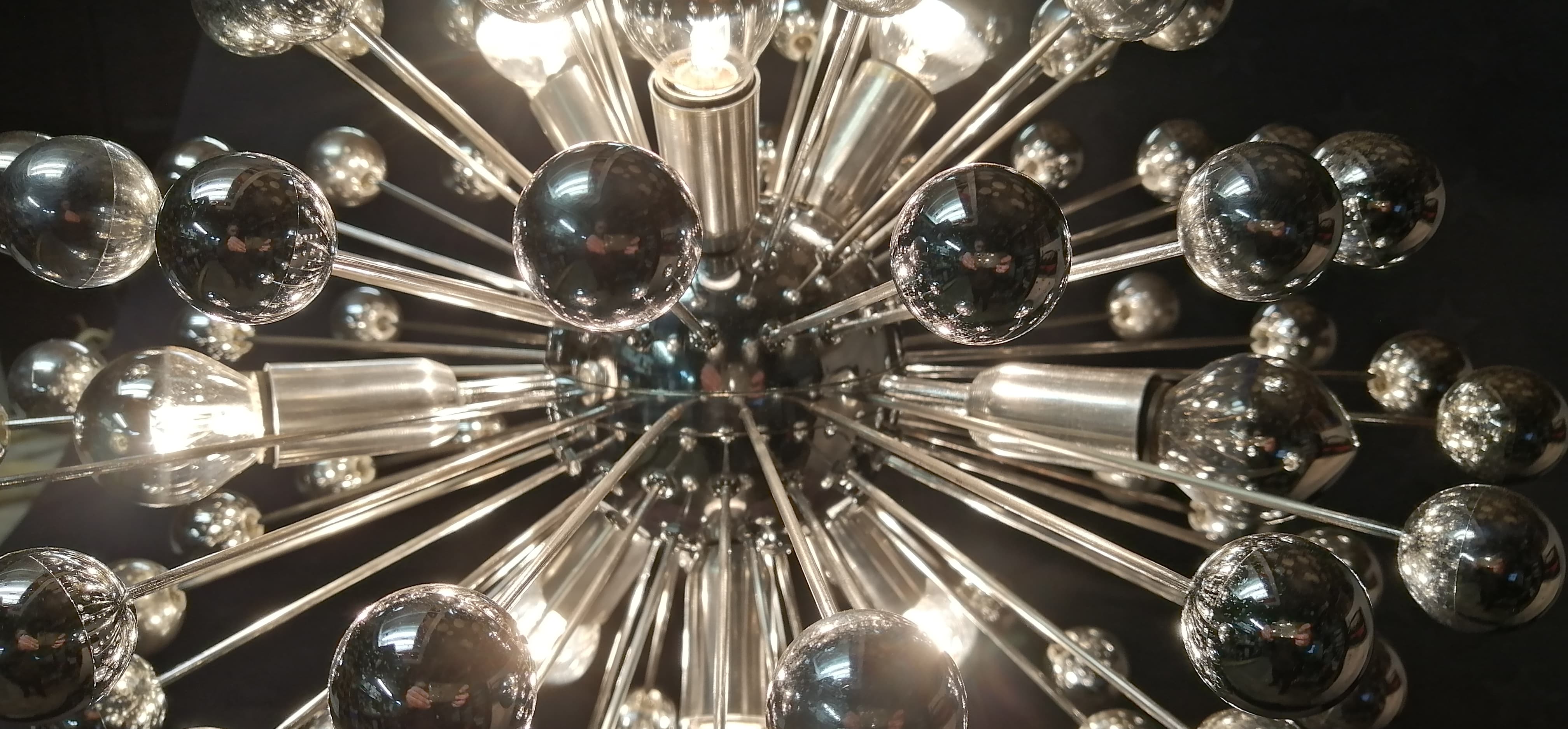 Lustre vintage spoutnik en chrome de Goffredo Reggiani, Italie 1970