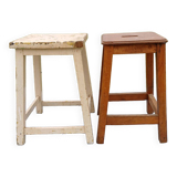 2 wooden workshop stools