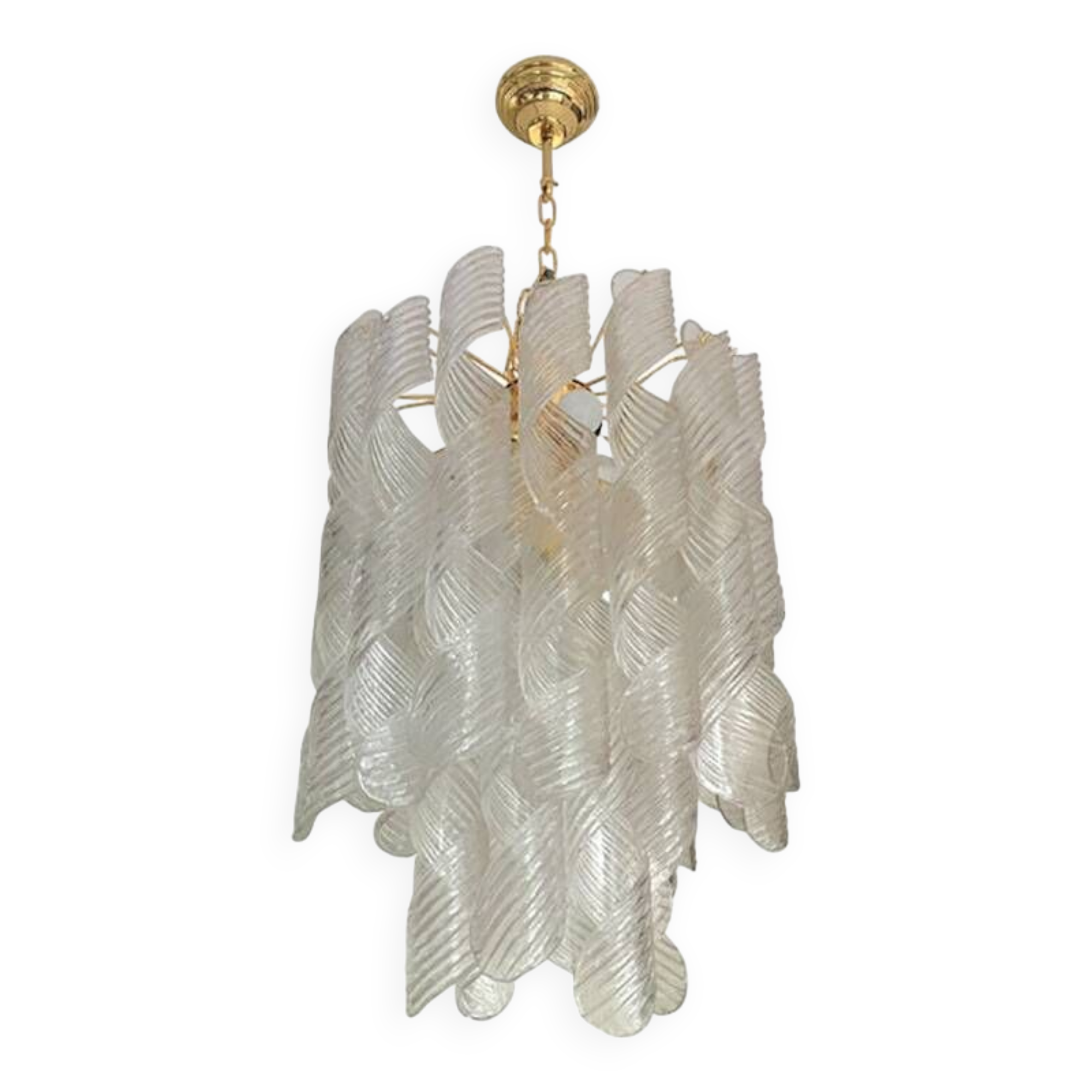 Murano Glass Chandelier "Virgola" Made in Italy Venini Style