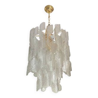 Murano Glass Chandelier "Virgola" Made in Italy Venini Style