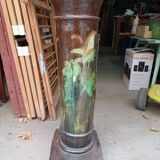 Large ceramic vase on a column, 1.49 meters tall, circa 1900, in its original condition.