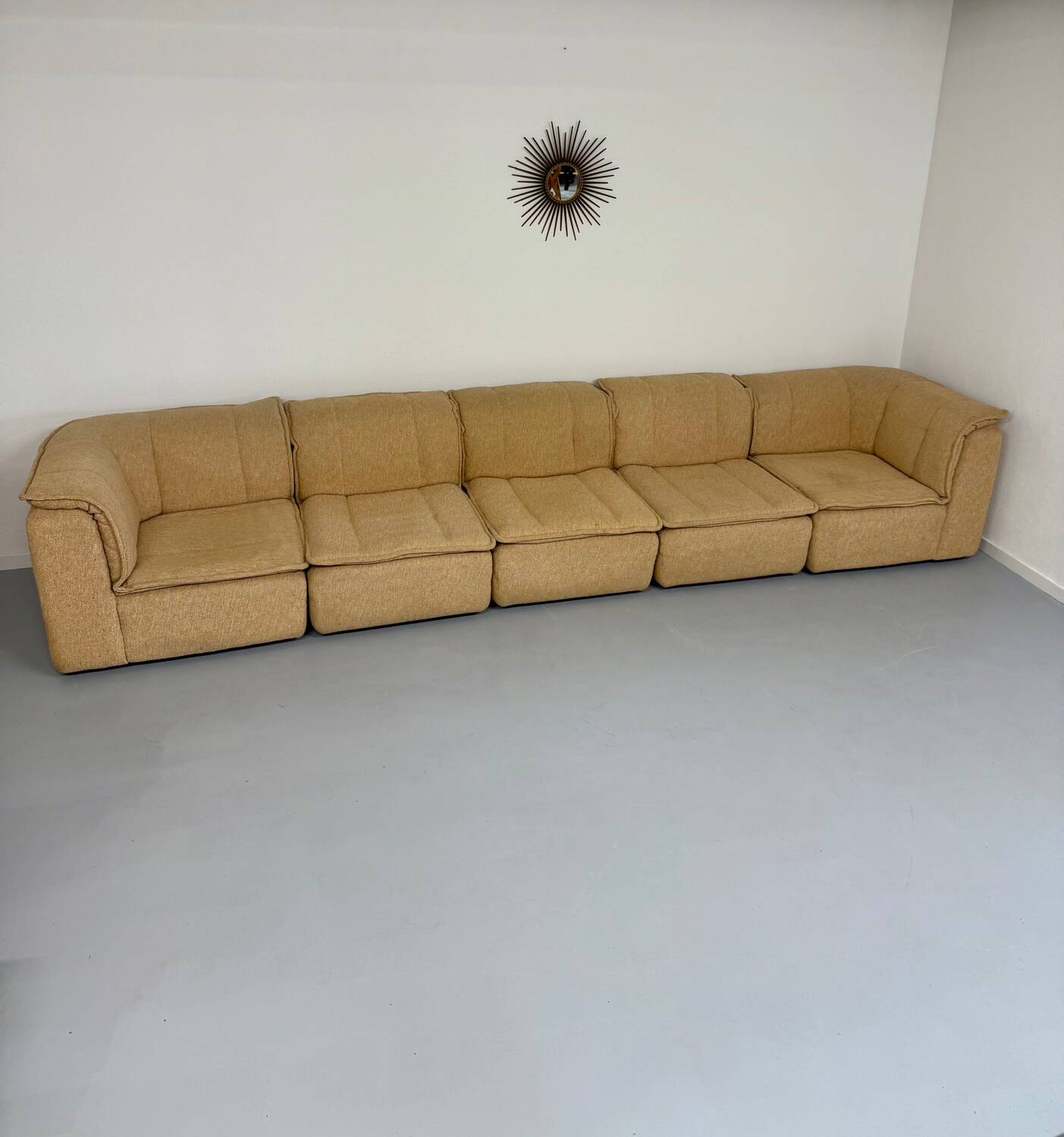 Modular sofa in beige fabric, 70s, 5 elements