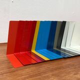 Mid-century German colourful minimalist metal bookends by Soennecken, 1960s, set of 16.