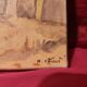 Oil painting on canvas Provence landscape Shepherd sheep signed Thiout