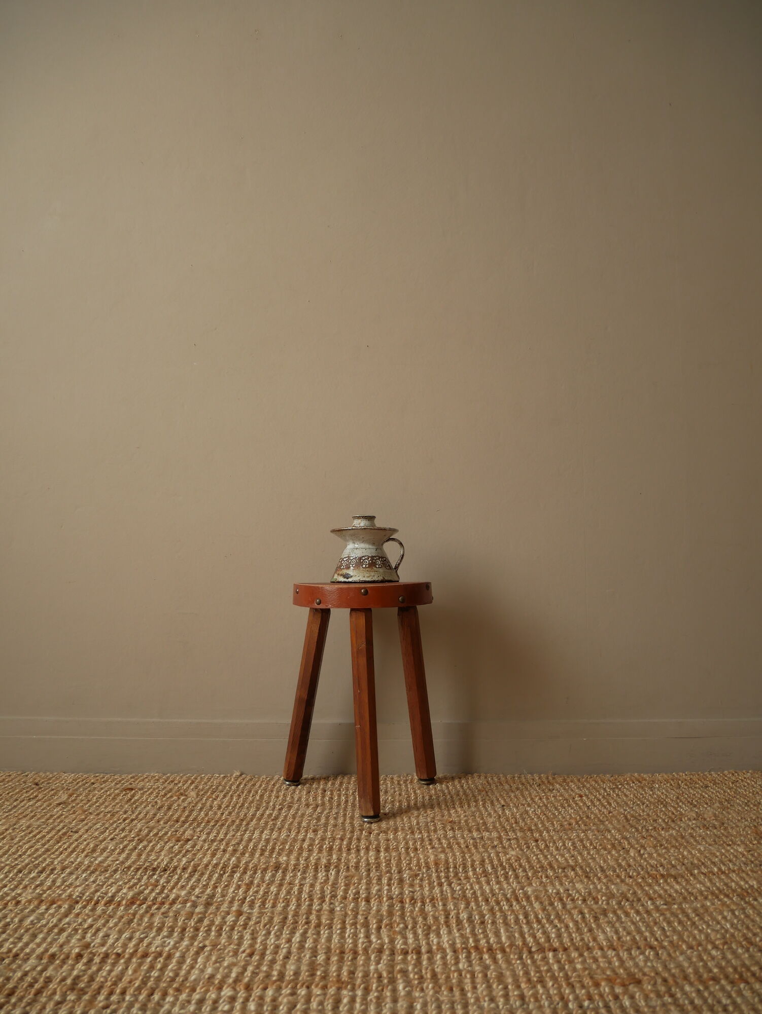 Handheld candle holder in ceramic or vintage soliflore Scandinavian decorative object
