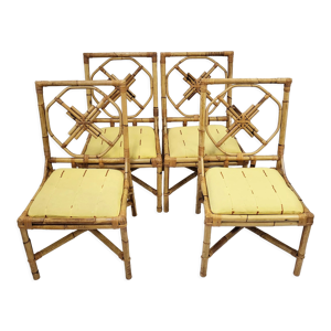 Suite de 4 chaises vintage en rotin