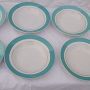 6 hollow plates in opaque porcelain from Badonviller with green marli diam 23 cm