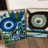 Pair of seventies wool wall tapestries