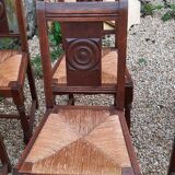 6 chairs and two brutalist armchairs