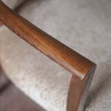 Pair of bridge chairs in wood and powder pink satin-effect fabric, Art Deco style