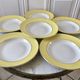 lot of 6 hollow plates Moulin des Loups textured canary yellow 50s