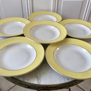 lot of 6 hollow plates Moulin des Loups textured canary yellow 50s