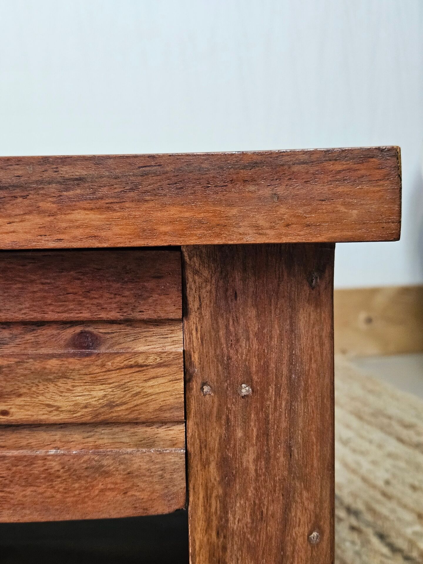 Pair of handcrafted walnut bedside tables from the 20th century.
