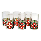 Set of 6 hand-painted tea glasses, floral pattern tea cup.