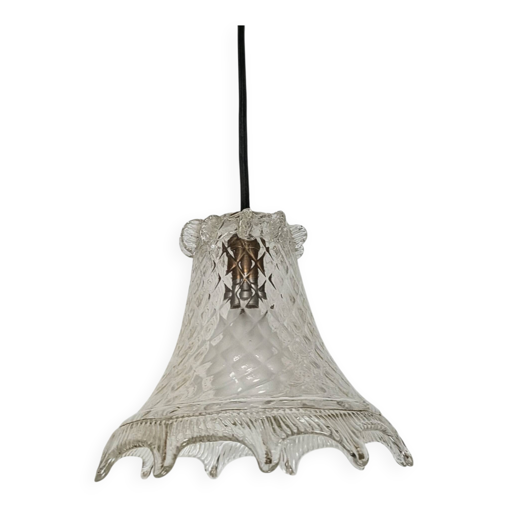 Vintage moulded pressed glass bell pendant