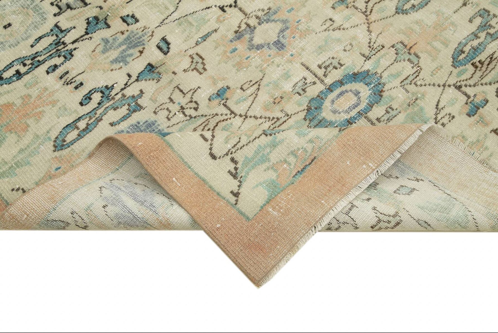 One of a kind hand knotted Turkish beige rug 153 cm x 262 cm