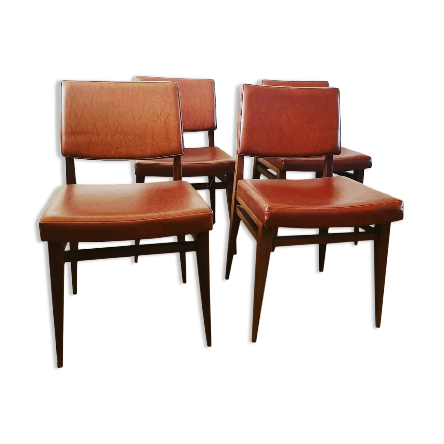 Lot de 4 chaises vintage en skaï