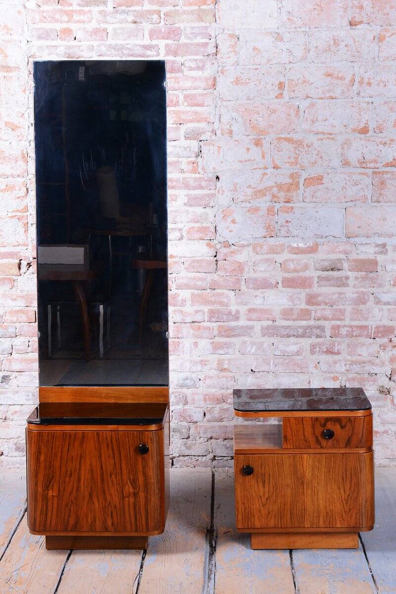 Art Deco Dressing Mirror by J. Halabala for Up Zavody, Czech, 1940s, Set of 2