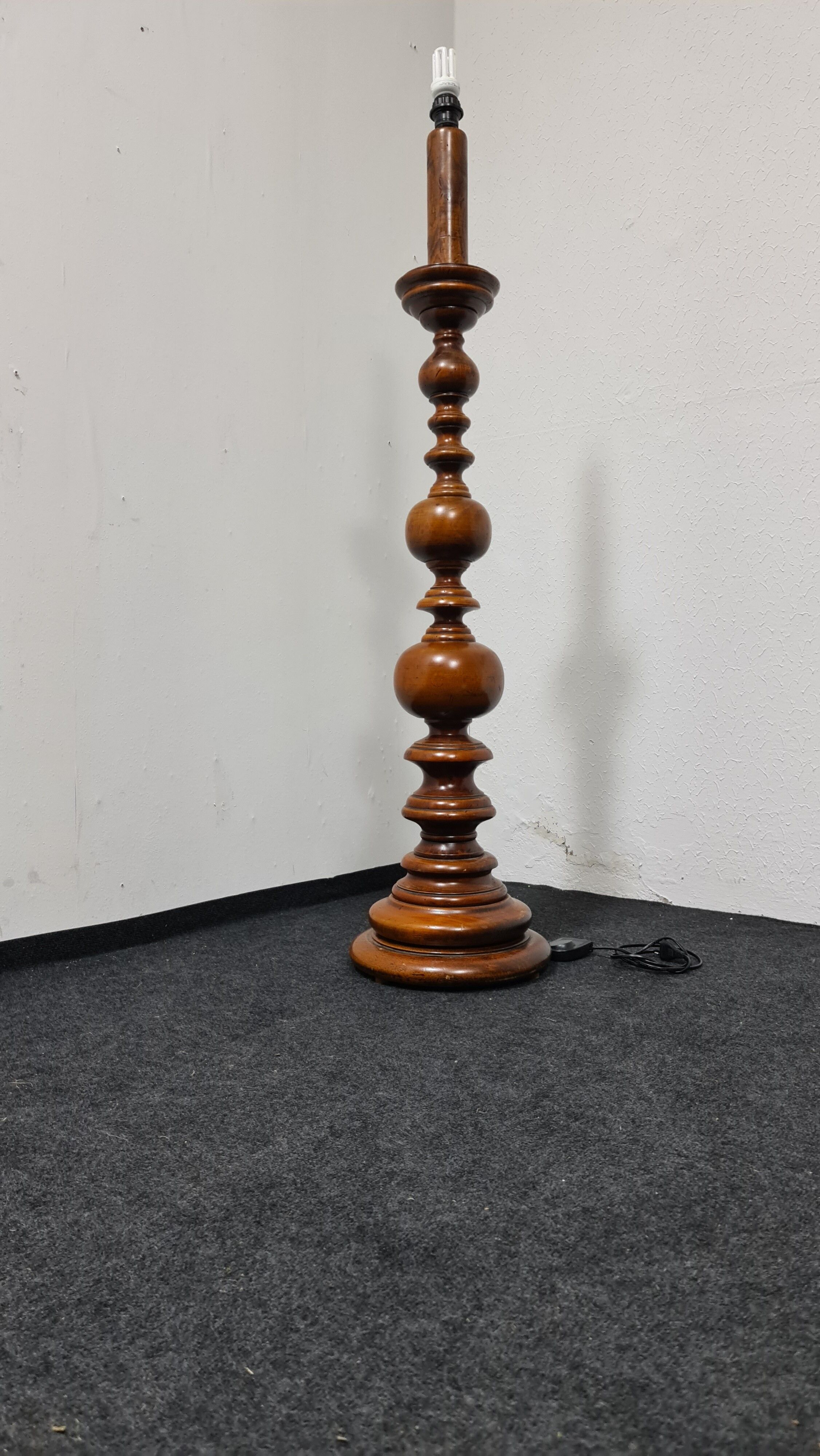 Vintage turned wood floor lamp
