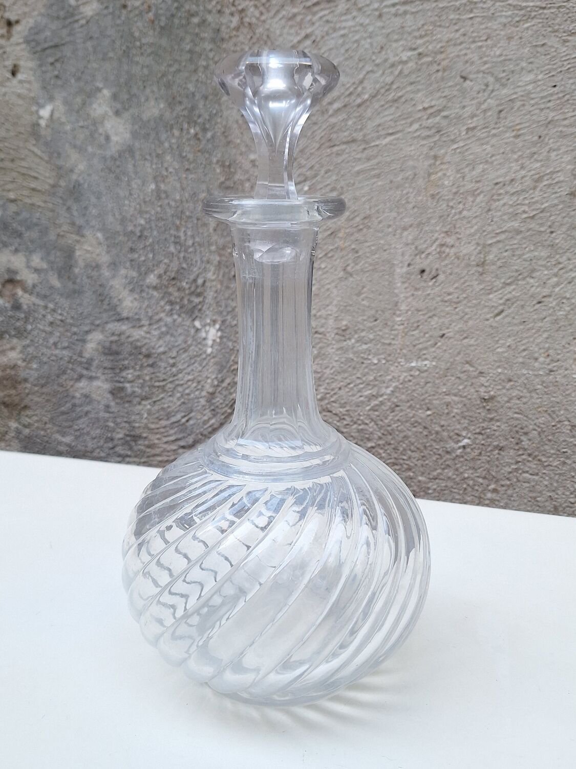 Baccarat molded crystal decanter, twisted bamboo