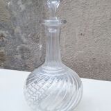 Baccarat molded crystal decanter, twisted bamboo
