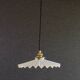 Old pendant light in white pleated glass - delivered with new brass socket and new cable