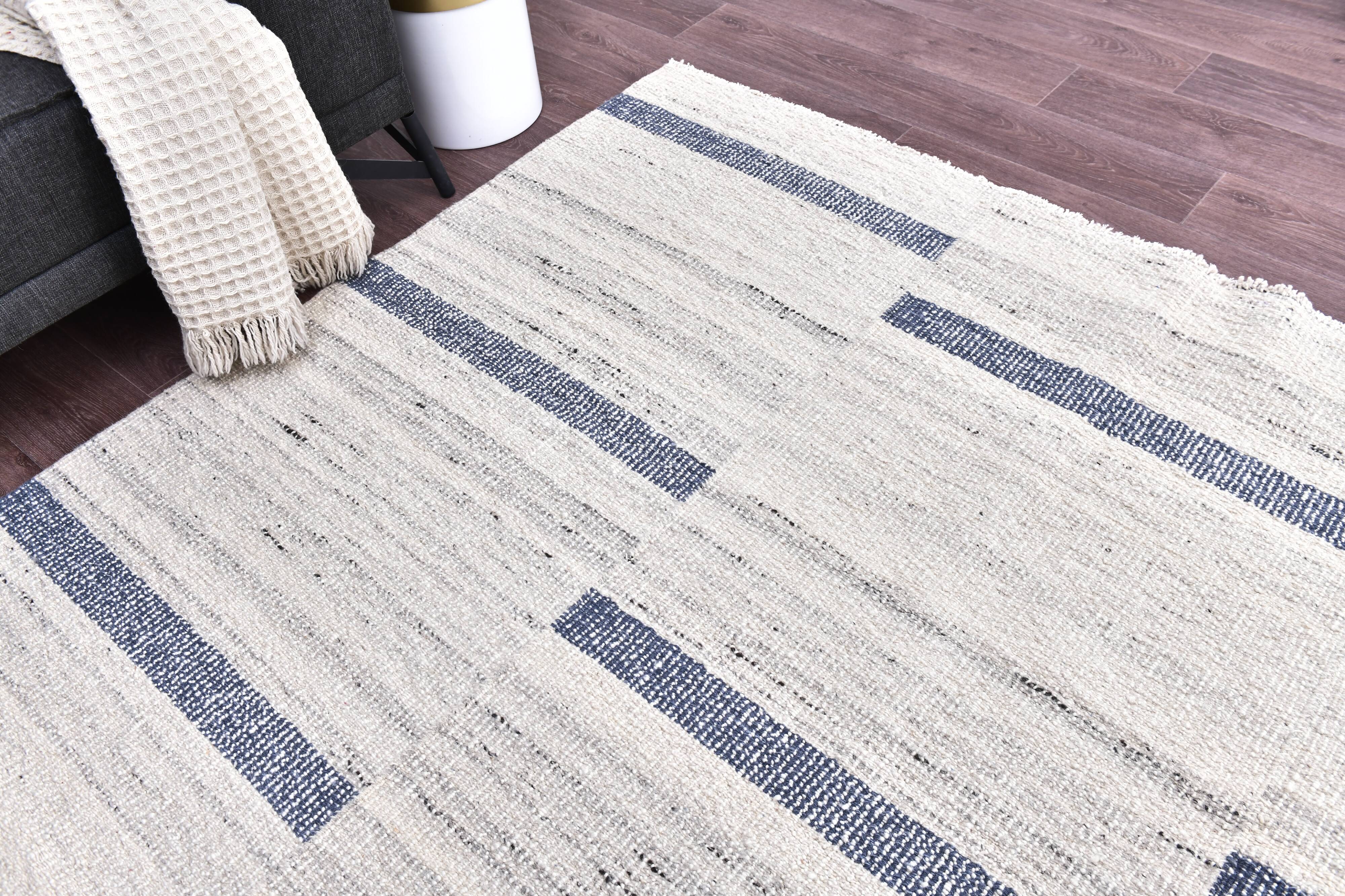 315x210 cm cream Blue kilim carpet, wool hand made blue kilim rug.