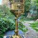 Large brass lion baroque planter on stand