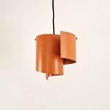 Light orange swirl shaped pendant or ceiling lamp by Simon P. Henningsen for Lyfa, Denmark 1960's