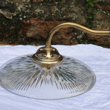 Holophane glass and brass wall light