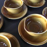 Set of 6 bowls and 6 matching plates in vintage brown