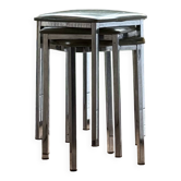 Set of 3 Vintage Stools - Chrome and Olive Green Seat