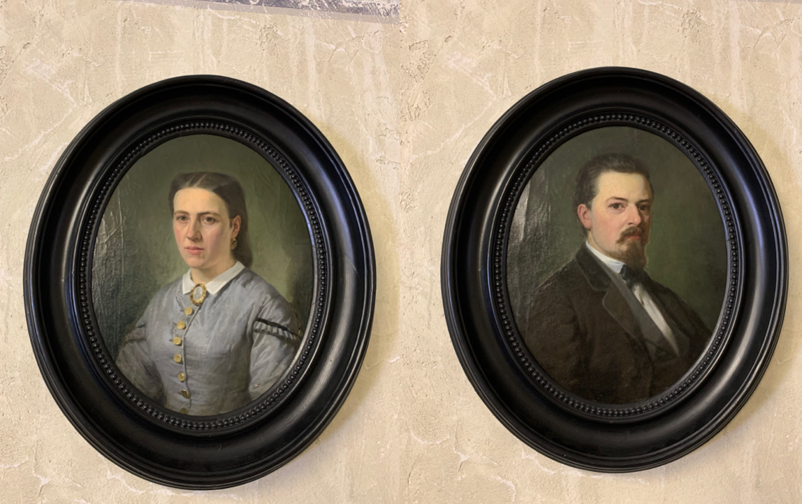 Pair of framed portraits
